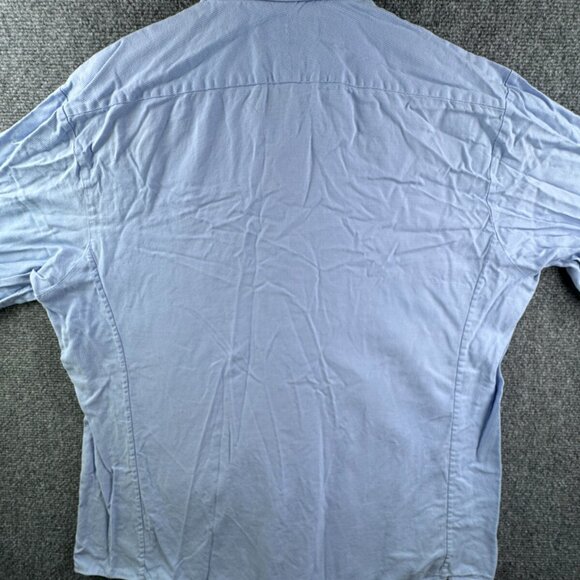 Thomas Pink Long Sleeve Button Up Shirt Men Cotton Blue Check 18 Slim Fit Woven - Picture 11 of 13